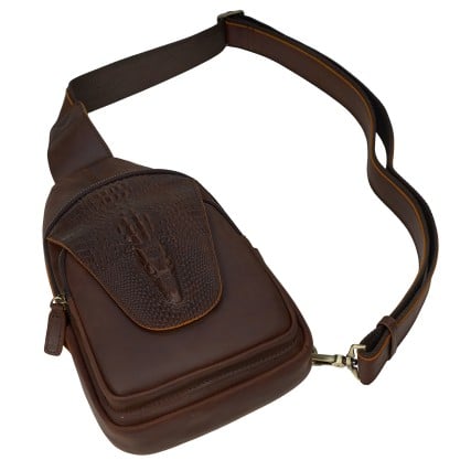 Кожаная мужская сумка-слинг Buffalo Bags коричневая M8082C – Фото 5