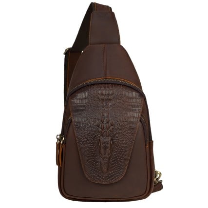 Кожаная мужская сумка-слинг Buffalo Bags коричневая M8082C Кожаная мужская сумка-слинг Buffalo Bags коричневая M8082C
