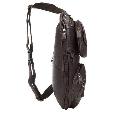 Кожаная мужская сумка-слинг Buffalo Bags коричневая M8260C – Фото 3