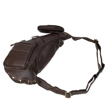 Кожаная мужская сумка-слинг Buffalo Bags коричневая M8260C – Фото 4
