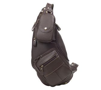 Кожаная мужская сумка-слинг Buffalo Bags коричневая M8260C