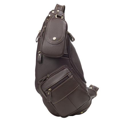 Кожаная мужская сумка-слинг Buffalo Bags коричневая M8260C – Фото 1