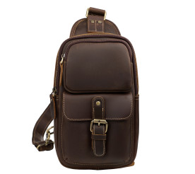 Кожаная мужская сумка-слинг Buffalo Bags коричневая M9219C