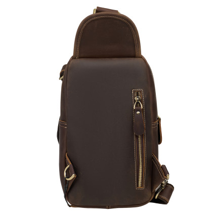 Кожаная мужская сумка-слинг Buffalo Bags коричневая M9219C – Фото 4