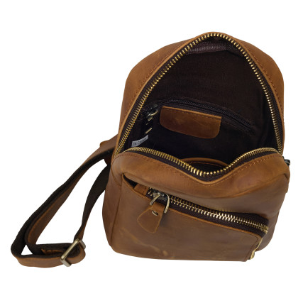 Кожаная мужская сумка-слинг Buffalo Bags коричневая M9246C – Фото 2