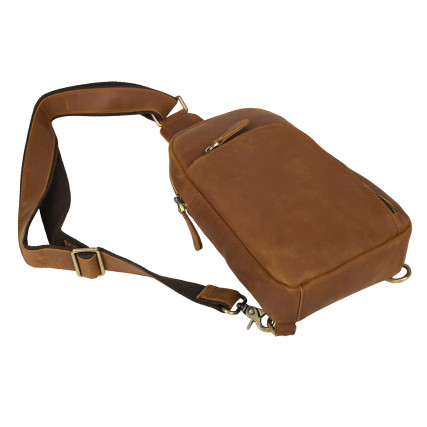 Кожаная мужская сумка-слинг Buffalo Bags коричневая M9246C – Фото 3