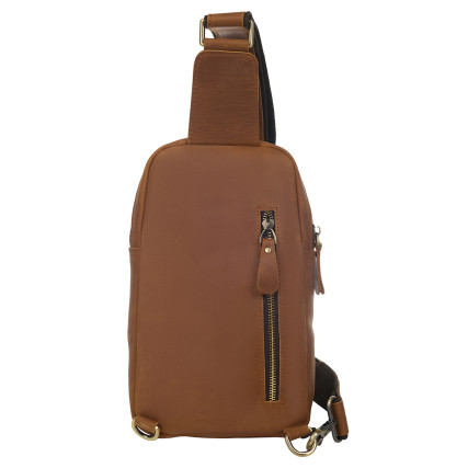 Кожаная мужская сумка-слинг Buffalo Bags коричневая M9246C – Фото 4