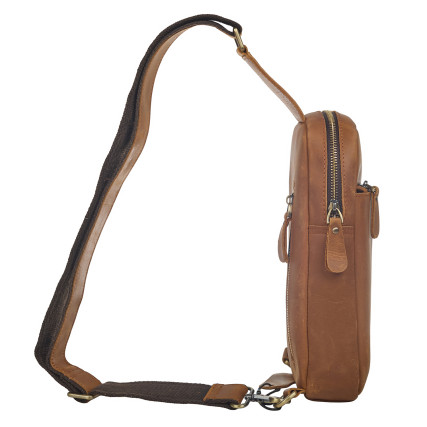 Кожаная мужская сумка-слинг Buffalo Bags коричневая M9246C – Фото 5