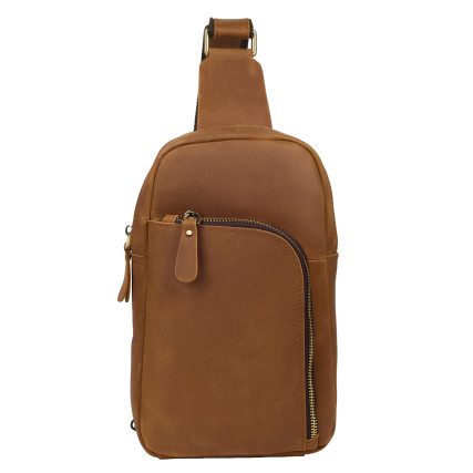 Кожаная мужская сумка-слинг Buffalo Bags коричневая M9246C