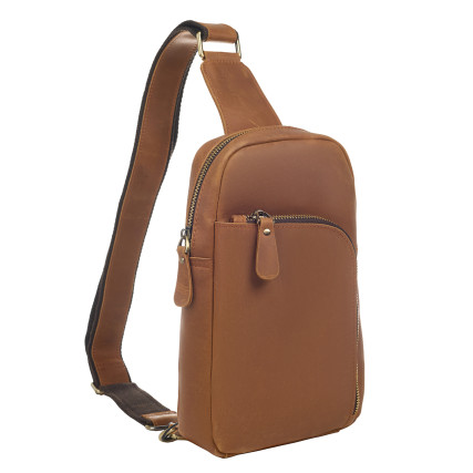 Кожаная мужская сумка-слинг Buffalo Bags коричневая M9246C – Фото 6