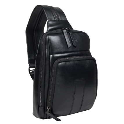 Кожаная мужская сумка-слинг Tony Bellucci черная 5294-101 – Фото 2