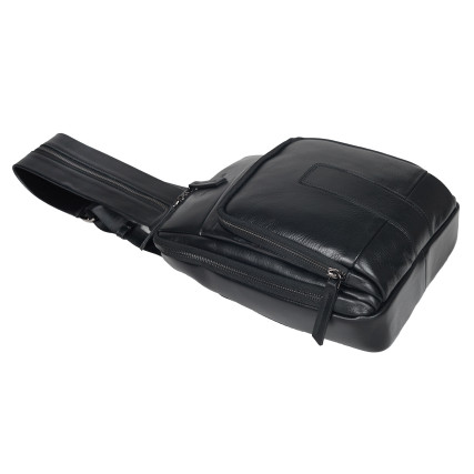 Кожаная мужская сумка-слинг Tony Bellucci черная 5294-101 – Фото 3