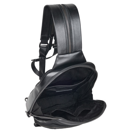 Кожаная мужская сумка-слинг Tony Bellucci черная 5294-101 – Фото 6