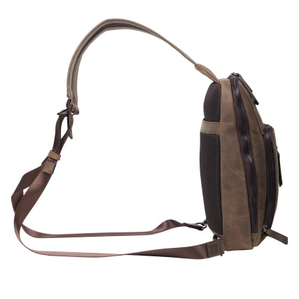 Кожаная мужская сумка-слинг Tony Bellucci коричневая 5288-06 – Фото 3