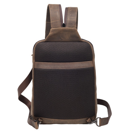 Кожаная мужская сумка-слинг Tony Bellucci коричневая 5288-06 – Фото 4