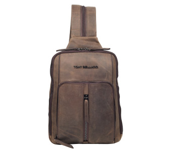 Кожаная мужская сумка-слинг Tony Bellucci коричневая 5288-06