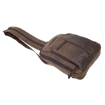 Кожаная мужская сумка-слинг Tony Bellucci коричневая 5288-06 – Фото 5