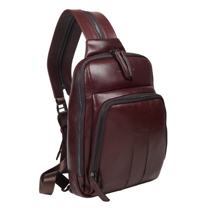 Кожаная мужская сумка-слинг Tony Bellucci коричневая 5294-44 – Фото 2