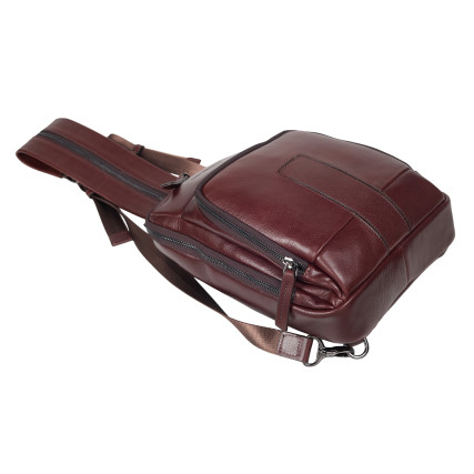 Кожаная мужская сумка-слинг Tony Bellucci коричневая 5294-44 – Фото 5
