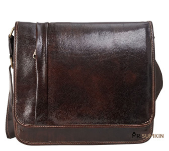 Кожаная сумка-мессенджер Virginia Conti (Италия) коричневая