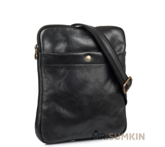 Кожаная черная сумка-мессенджер Virginia Conti (Италия) VCM01349black