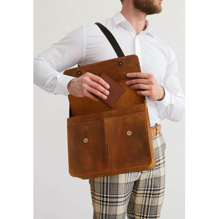 Кожаная сумка-портфель Classic светло-коричневый BN-BAG-55-k-kr – Фото 5