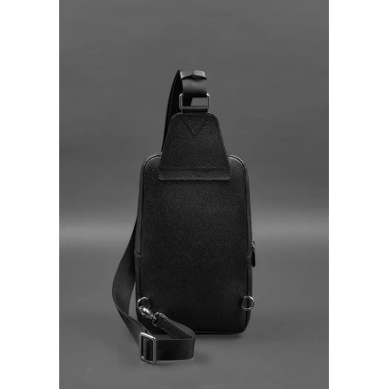 Кожаный рюкзак (сумка-слинг)  Saffiano черный BN-BAG-49-bw – Фото 4