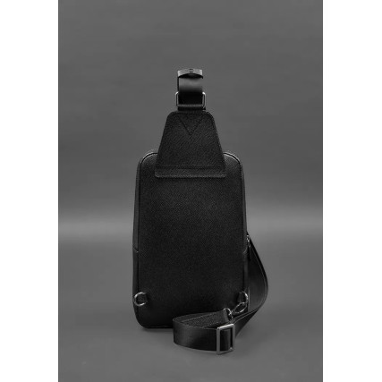 Кожаный рюкзак (сумка-слинг)  Saffiano черный BN-BAG-49-bw – Фото 5
