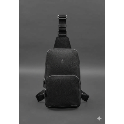 Кожаный рюкзак (сумка-слинг)  Saffiano черный BN-BAG-49-bw – Фото 1