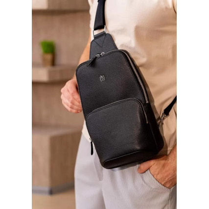 Кожаный рюкзак (сумка-слинг)  Saffiano черный BN-BAG-49-bw – Фото 9