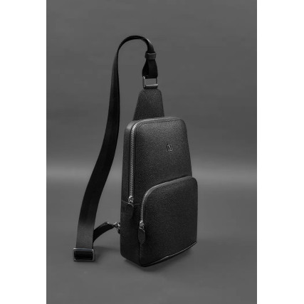 Кожаный рюкзак (сумка-слинг)  Saffiano черный BN-BAG-49-bw – Фото 10