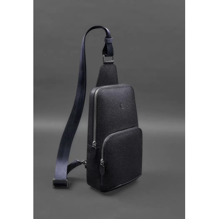 Кожаный рюкзак (сумка-слинг)  Saffiano синий BN-BAG-49-navy-blue – Фото 2