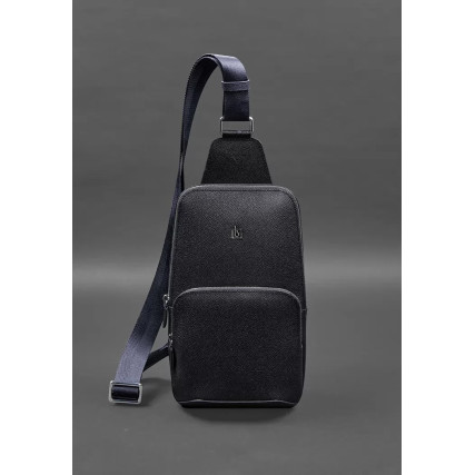 Кожаный рюкзак (сумка-слинг)  Saffiano синий BN-BAG-49-navy-blue – Фото 1