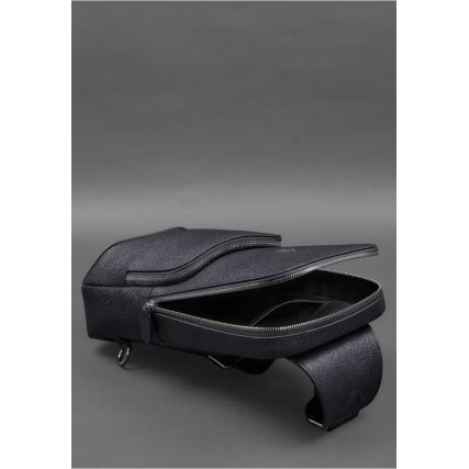 Кожаный рюкзак (сумка-слинг)  Saffiano синий BN-BAG-49-navy-blue – Фото 7