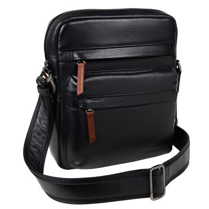 Мужская кожаная сумка BOND черная 1126-101 – Фото 2