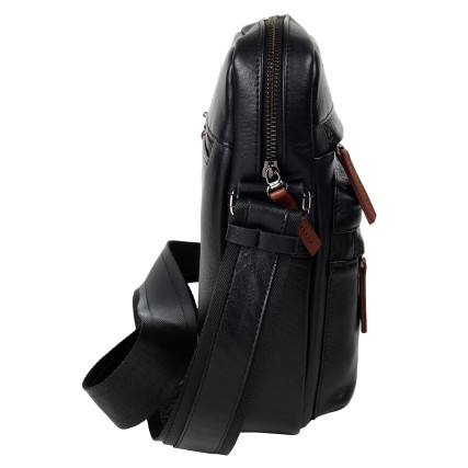 Мужская кожаная сумка BOND черная 1126-101 – Фото 3