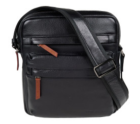 Мужская кожаная сумка BOND черная 1126-101