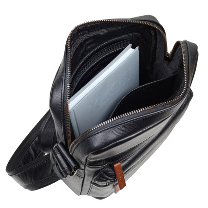 Мужская кожаная сумка BOND черная 1126-101 – Фото 7