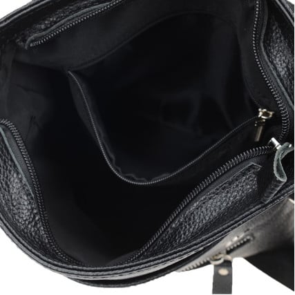 Мужская кожаная сумка Borsa Leather черная k10013-black