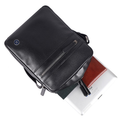 Мужская кожаная сумка Brampton London Crossflow черная 64403 BLK – Фото 9