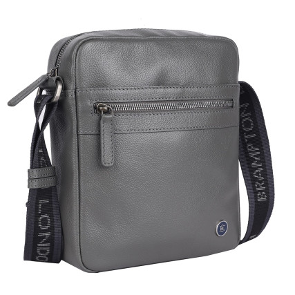 Мужская кожаная сумка Brampton London Crossflow серая 64405 GREY – Фото 2