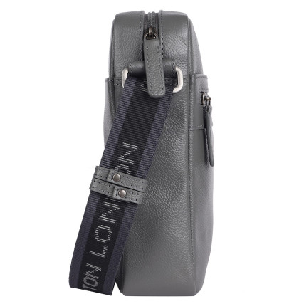 Мужская кожаная сумка Brampton London Crossflow серая 64405 GREY – Фото 3