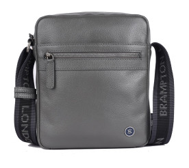 Мужская кожаная сумка Brampton London Crossflow серая 64405 GREY