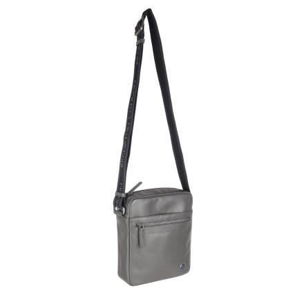 Мужская кожаная сумка Brampton London Crossflow серая 64405 GREY – Фото 6