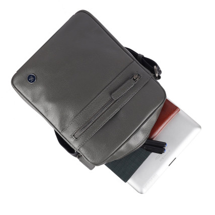Мужская кожаная сумка Brampton London Crossflow серая 64405 GREY – Фото 8