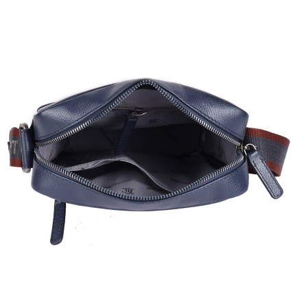 Мужская кожаная сумка Brampton London Crossflow синяя 64405 NAVY – Фото 11