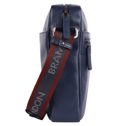 Мужская кожаная сумка Brampton London Crossflow синяя 64405 NAVY – Фото 3