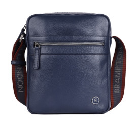 Мужская кожаная сумка Brampton London Crossflow синяя 64405 NAVY