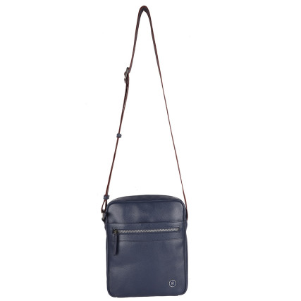 Мужская кожаная сумка Brampton London Crossflow синяя 64405 NAVY – Фото 6
