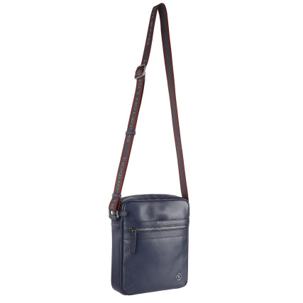 Мужская кожаная сумка Brampton London Crossflow синяя 64405 NAVY – Фото 7